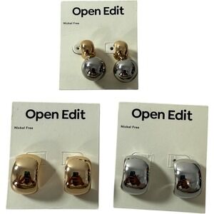 Nordstrom Open Edit Earrings Lot Hoops Gold Silver Two Tone Orb Drop Mixed Metal